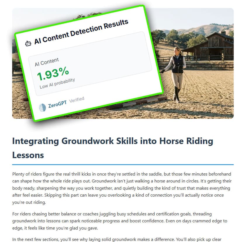 ZeroGPT result showing 0-5% AI